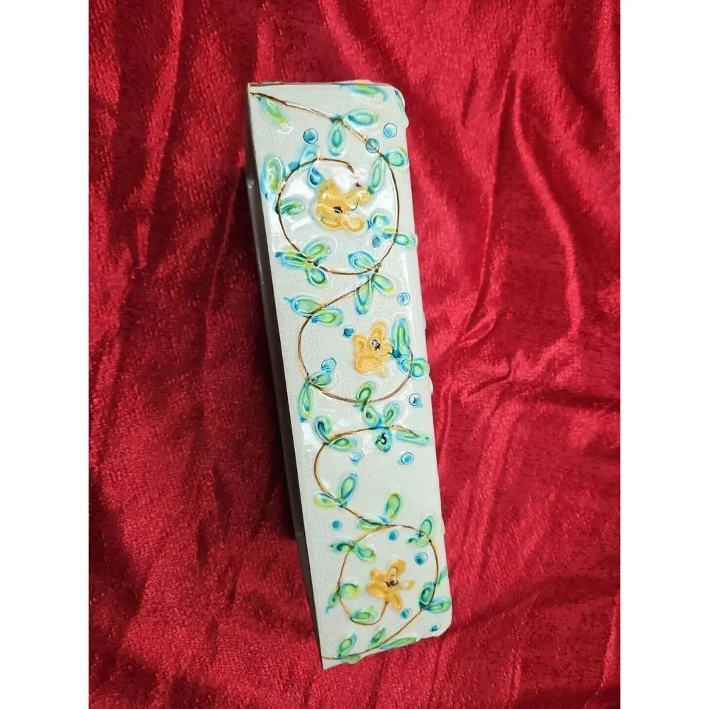 Vintage Italy MAJOLICA Tissue Box‎ Holder Porcelain MCM Italian HIGH RELIEF